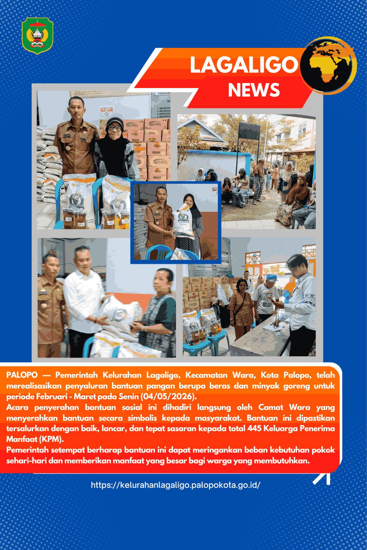 PEMERINTAH kELURAHAN LAGALIGO SALURKAN BANTUAN PANGAN UNTUK 445 KPM